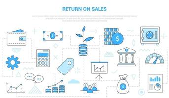 ros return on sales concept with icon set template banner vector