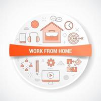 wfh trabajo desde el concepto de hogar con concepto de icono vector