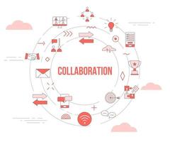 collaboration concept with icon set template banner vector