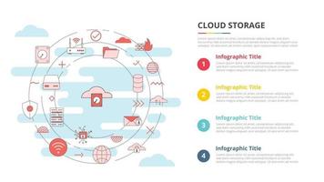 concepto de almacenamiento en la nube para banner de plantilla de infografía vector