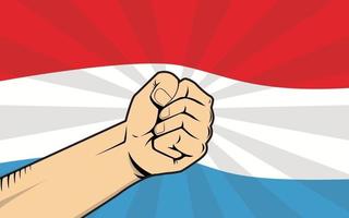 luxembourg fight protest symbol with strong hand and flag vector