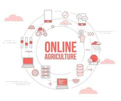 online agriculture concept with icon set template banner vector