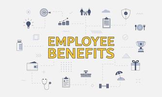 employee benefits concept with icon set with big word vector