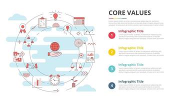 concepto de valores fundamentales para banner de plantilla de infografía vector