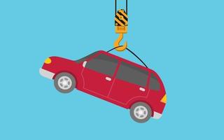 hanging car on hook crane illustration
