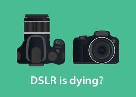 La cámara digital DSLR está muriendo o muere debido a la tecnología. vector