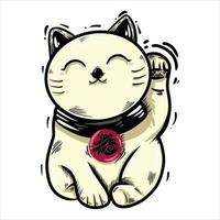 maneki neko lucky cat statue vector illustration