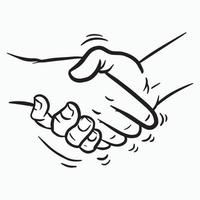 black and white handshake cartoon vector illustration