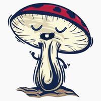 mushroom hand drawn cartoon vector illustration with happy expression