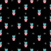 Seamless hand drawn cactus pattern background vector