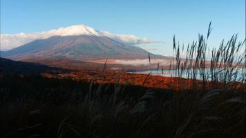 bela natureza em kawaguchiko com montanha fuji no japão video