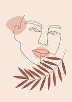 One line art modern female portrait. Woman face one line. Vector