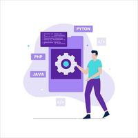 Flat design backend of developer concept vector