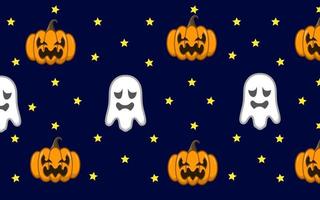 pumpkin ghost and spirits cartoon pattern background for halloween day vector