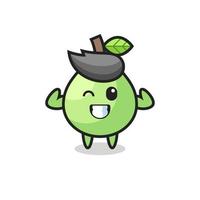 the muscular guava character is posing showing his muscles vector