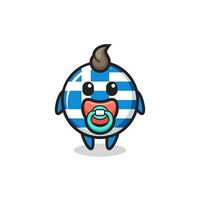 baby greece flag cartoon character with pacifier vector