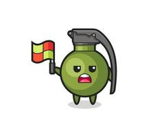 grenade character as line judge putting the flag up vector