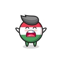 linda mascota de la insignia de la bandera de Hungría con una expresión de bostezo vector