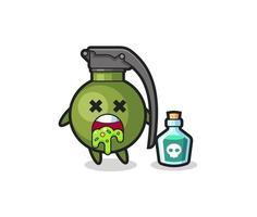 illustration of an grenade character vomiting due to poisoning vector