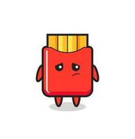 the lazy gesture of french fries cartoon character vector