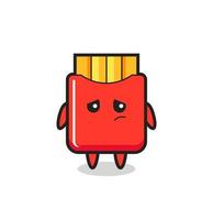 the lazy gesture of french fries cartoon character vector