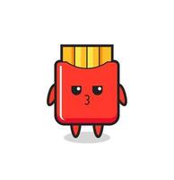 the bored expression of cute french fries characters vector