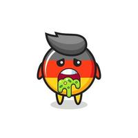 the cute germany flag badge character with puke vector