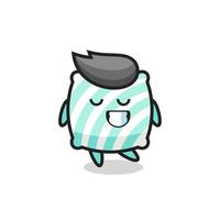 pillow cartoon illustration with a shy expression vector