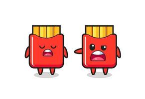 illustration of the argue between two cute french fries characters vector