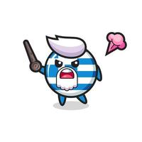 cute greece flag grandpa is getting angry vector