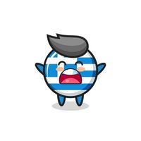 cute greece flag mascot with a yawn expression vector