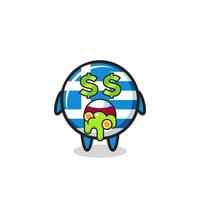 greece flag character with an expression of crazy about money vector