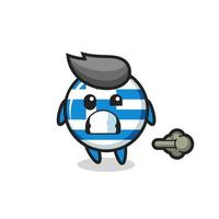 the illustration of the greece flag cartoon doing fart vector