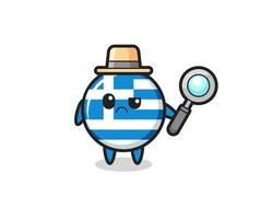 la mascota de la linda bandera de grecia como detective vector