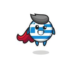 el lindo personaje de la bandera de grecia como un superhéroe volador vector