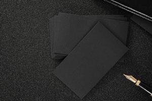 Blank black business card mock up black background