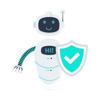 chatbot with shield tick check mark vector