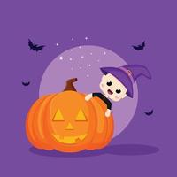 kawaii halloween character illustration vector