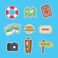 summer stickers with unique and cute icons vector