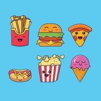 fast food kawaii character collection vector