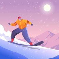 snowboard en las montañas vector