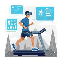 Virtual Running with Treadmill Concept vector