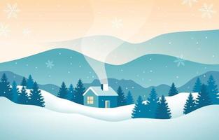 Snowy Winter Landscape Background vector