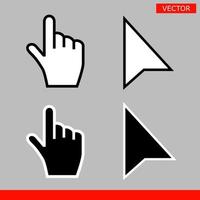 Black and white arrow pixel and pixel mouse hand cursors vector