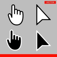 Black and white arrow pixel and pixel mouse hand cursors