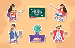 Teachers Day Sticker Collection vector