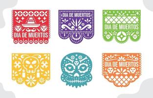 papel picado colección de artesanías de papel mexicano vector