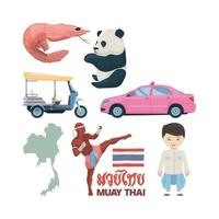 Thailand landmarks and different traditional symbols Thailand culture vector