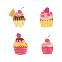 Vector cute cartoon muffins or cupcakes