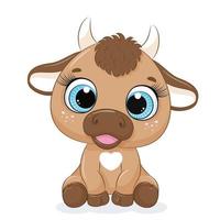 Cute baby cow cartoon. vector